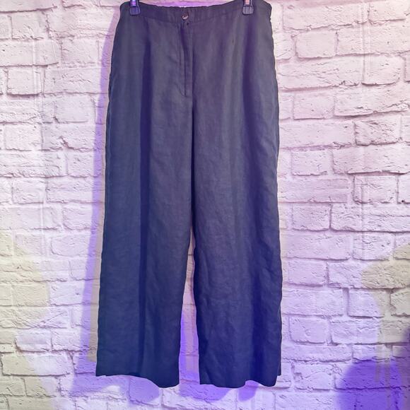 Liz Claiborne 14 Petite Black LINEN pants - Picture 1 of 6